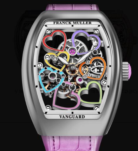 Review Franck Muller Vanguard Lady Heart Skeleton Replica Watch Cheap Price V 38 S6 SQT HEART COL DRM (RS) - Click Image to Close